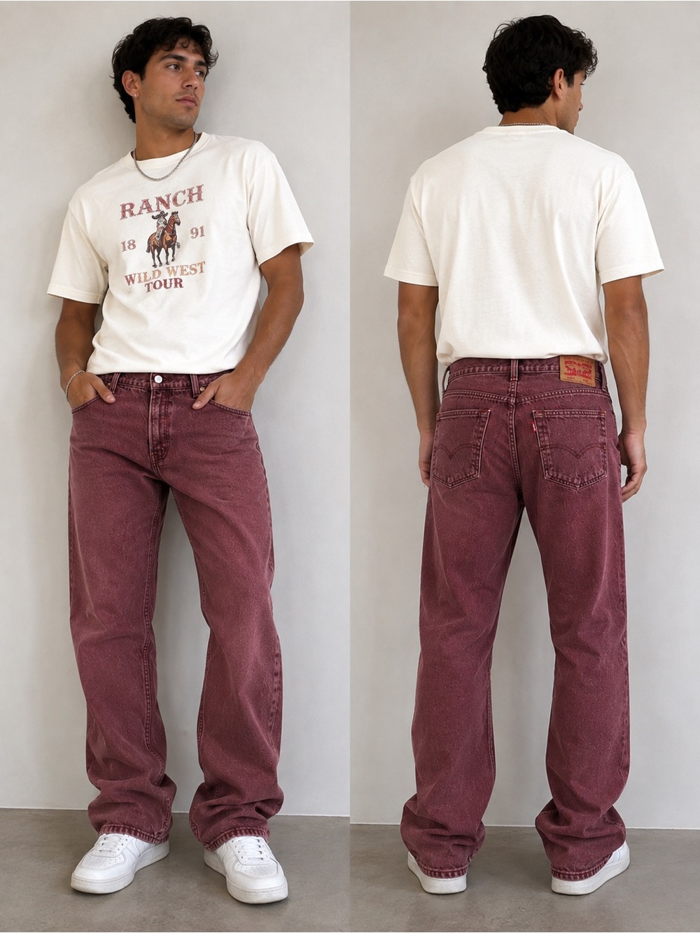 Levi’s 501 Men’s Jeans W38 L30 Burgundy Red Wash Straight Leg Button Fly